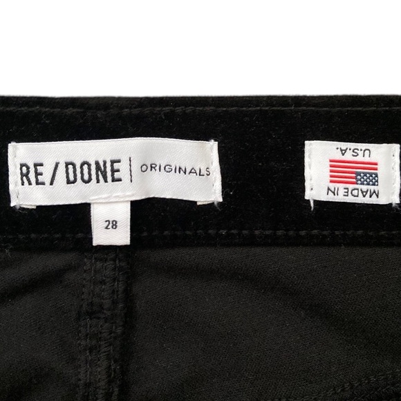 ReDone Originals Velvet High Rise Ankle Pants Button Fly Black size 28 Black - Picture 3 of 5